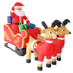 Φουσκωτό Έλκηθρο Άη Βασίλη με 2 Τάρανδους LED X13121415